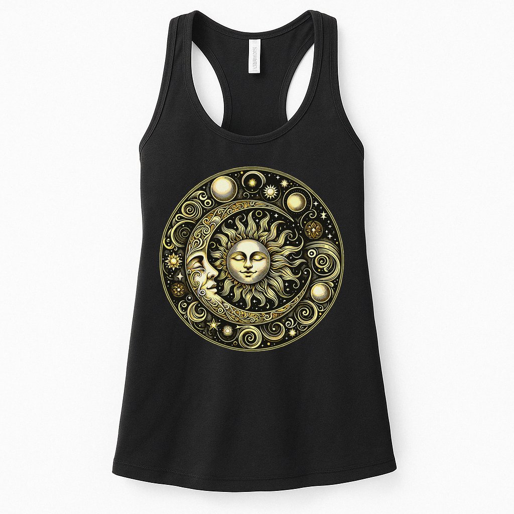Celestial Moon And Sun Womens Tank Top