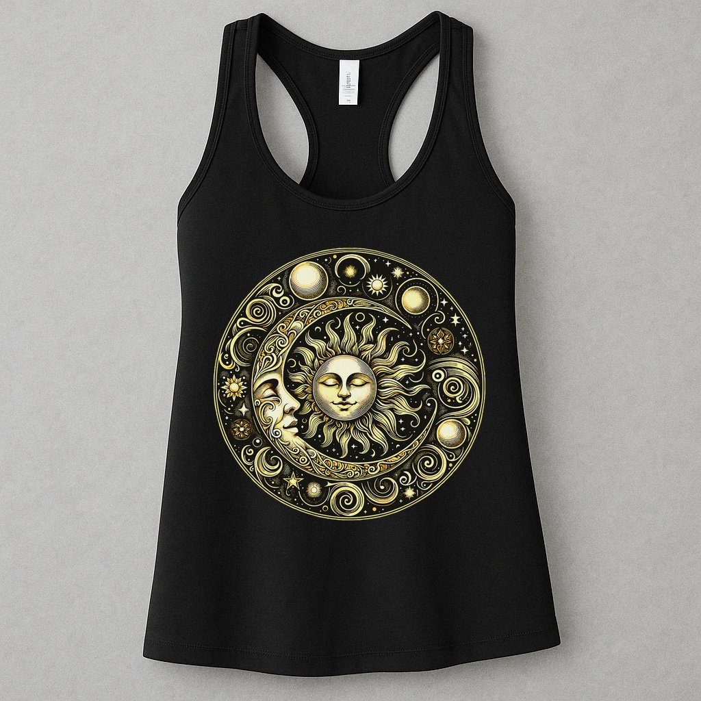 Celestial Moon And Sun Womens Tank Top