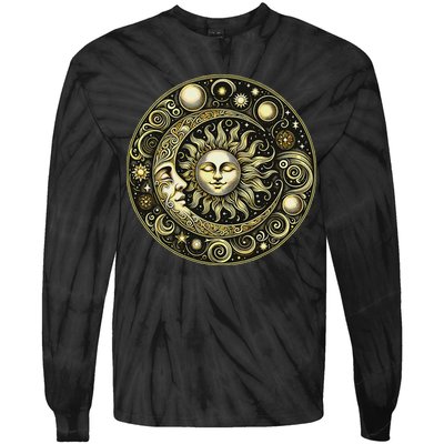 Celestial Moon And Sun Tie-Dye Long Sleeve Shirt
