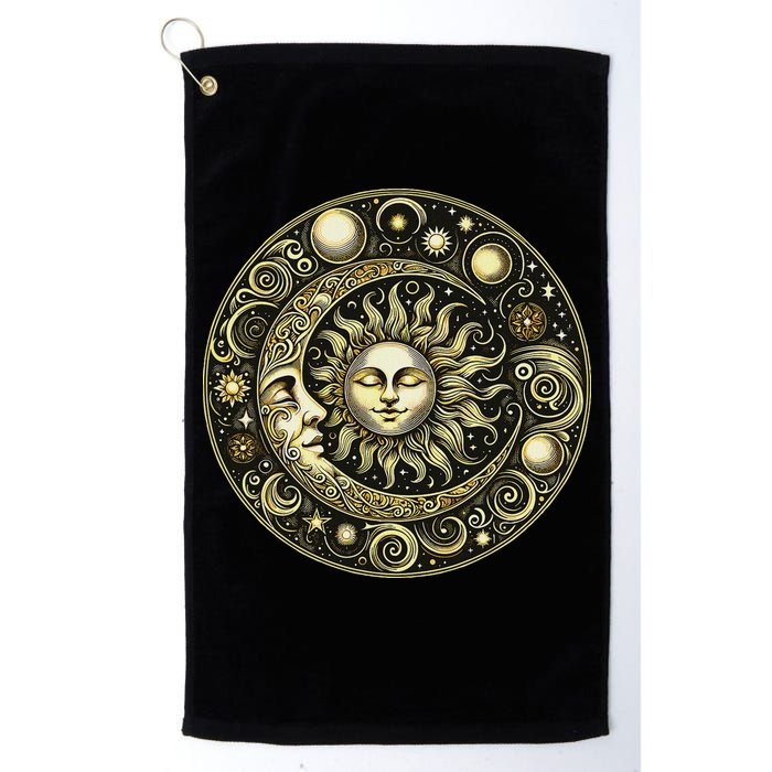 Celestial Moon And Sun Golf Towel