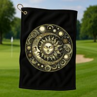 Celestial Moon And Sun Golf Towel