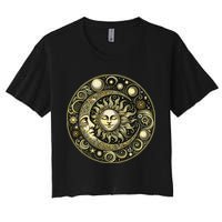 Celestial Moon And Sun Women's Crop Top Tee