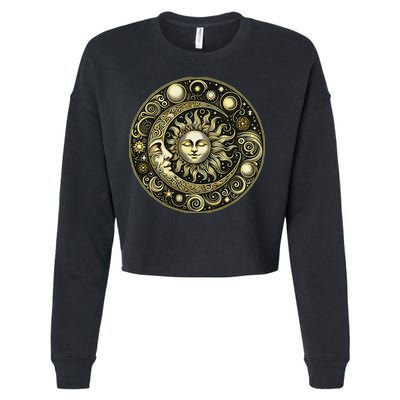 Celestial Moon And Sun Cropped Pullover Crew