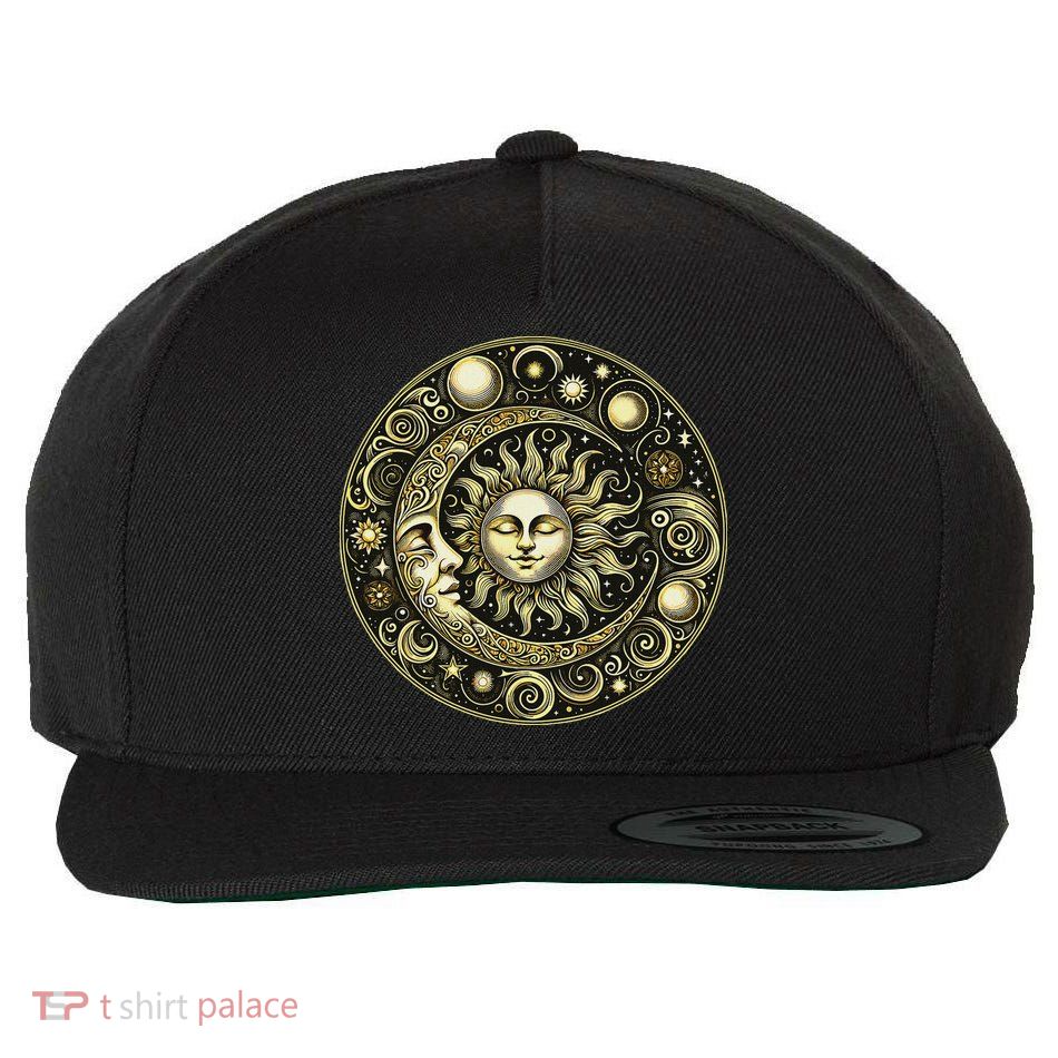 Celestial Moon And Sun Wool Snapback Cap
