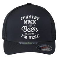 Country Music And Beer ThatS Why IM Here Guitar Guitarist Flexfit Unipanel Trucker Cap