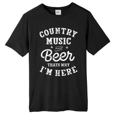 Country Music And Beer ThatS Why IM Here Guitar Guitarist Tall Fusion ChromaSoft Performance T-Shirt