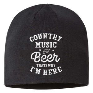 Country Music And Beer ThatS Why IM Here Guitar Guitarist Sustainable Beanie