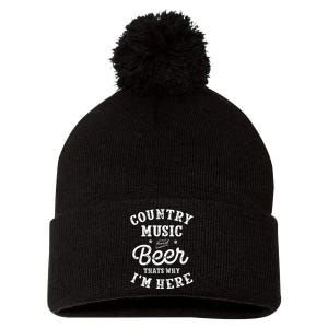 Country Music And Beer ThatS Why IM Here Guitar Guitarist Pom Pom 12in Knit Beanie