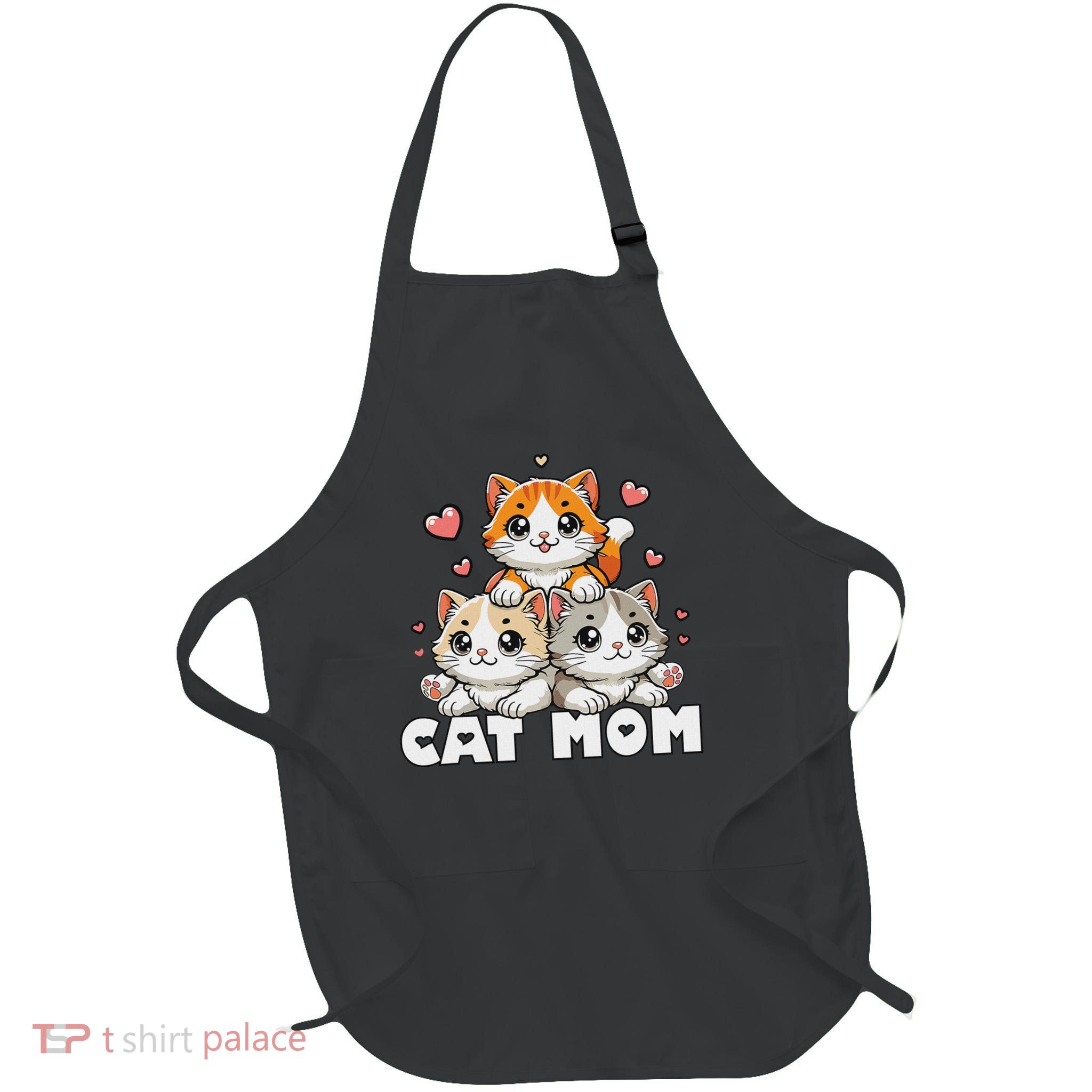 Cat Mom Adorable Whiskers And Paws Full-Length Apron With Pockets