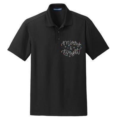 Christmas Merry And Bright Holiday December Teacher Long Sleeve Dry Zone Grid Polo