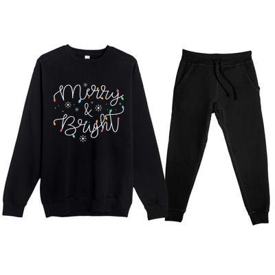 Christmas Merry And Bright Holiday December Teacher Long Sleeve Premium Crewneck Sweatsuit Set