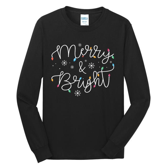 Christmas Merry And Bright Holiday December Teacher Long Sleeve Tall Long Sleeve T-Shirt