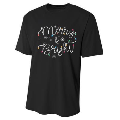 Christmas Merry And Bright Holiday December Teacher Long Sleeve Performance Sprint T-Shirt