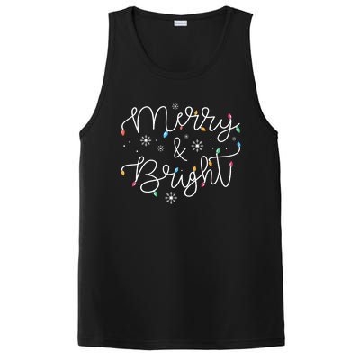 Christmas Merry And Bright Holiday December Teacher Long Sleeve PosiCharge Competitor Tank