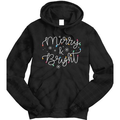 Christmas Merry And Bright Holiday December Teacher Long Sleeve Tie Dye Hoodie