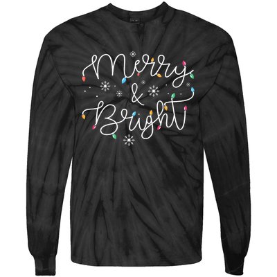 Christmas Merry And Bright Holiday December Teacher Long Sleeve Tie-Dye Long Sleeve Shirt