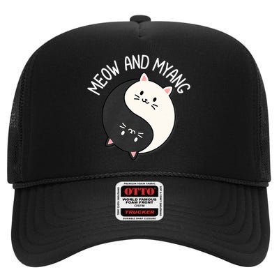 Cats Meow And Myang | Chinese Yin Yang Cat High Crown Mesh Back Trucker Hat