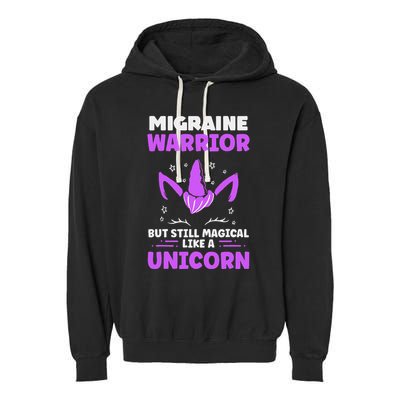 Chronic Migraine Awareness Purple Ribbon Magical Unicorn Garment-Dyed Fleece Hoodie