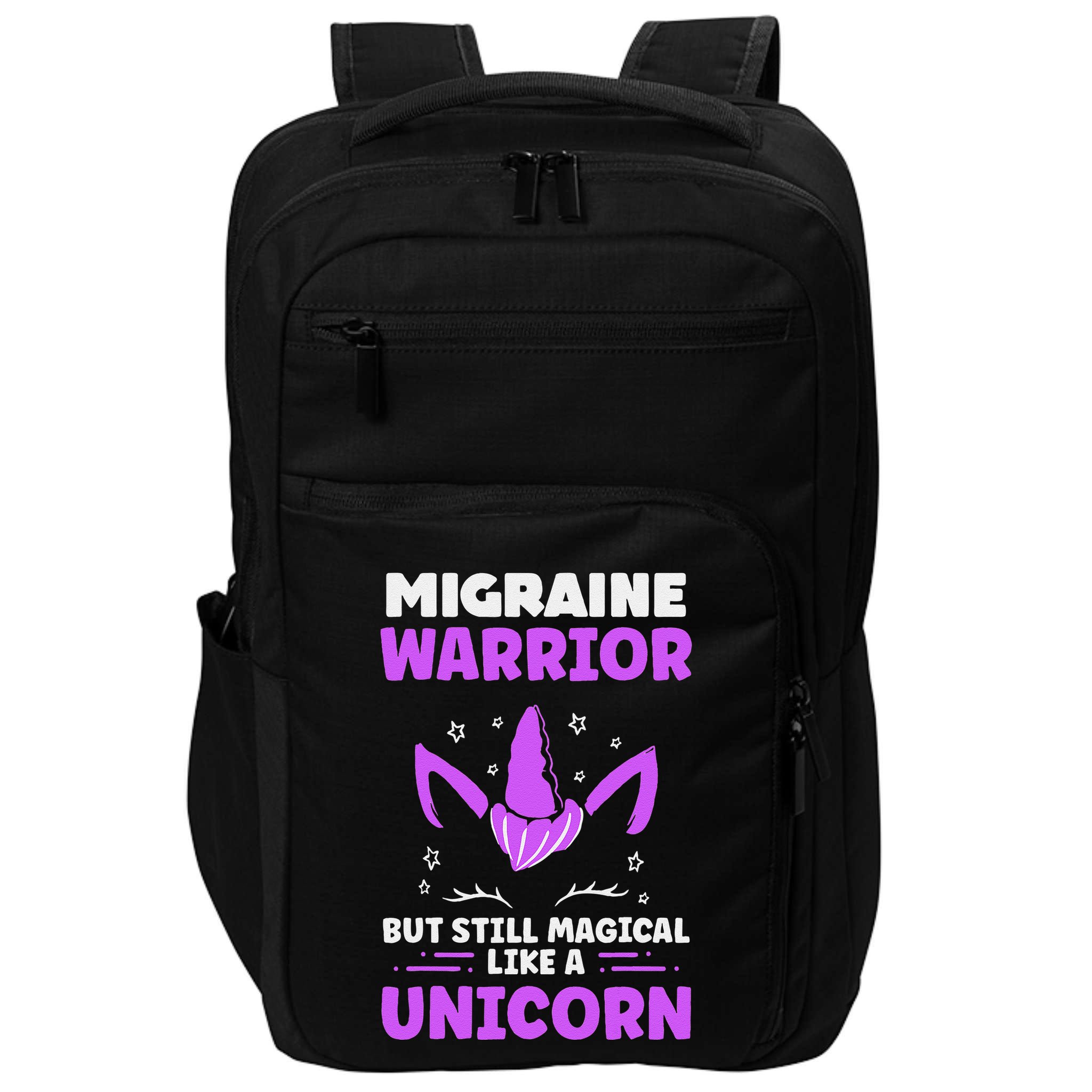 Chronic Migraine Awareness Purple Ribbon Magical Unicorn Impact Tech Backpack