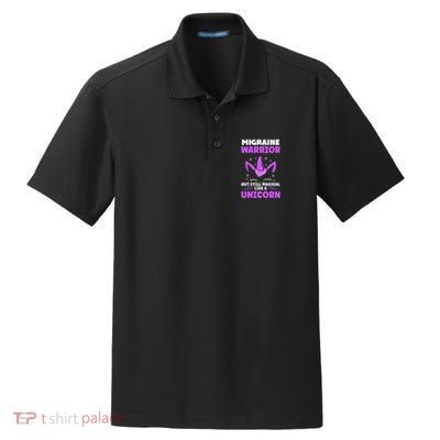 Chronic Migraine Awareness Purple Ribbon Magical Unicorn Dry Zone Grid Polo