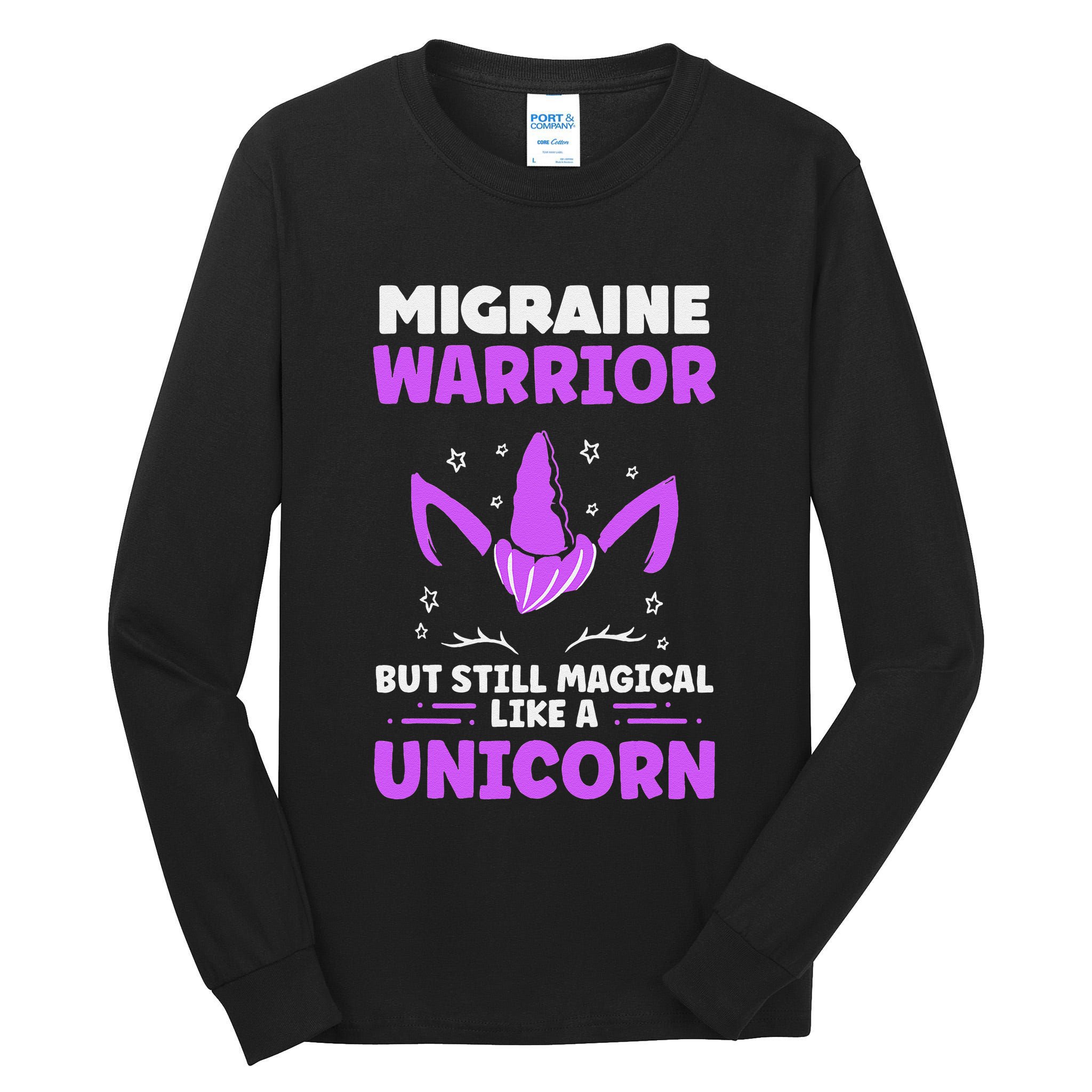 Chronic Migraine Awareness Purple Ribbon Magical Unicorn Tall Long Sleeve T-Shirt