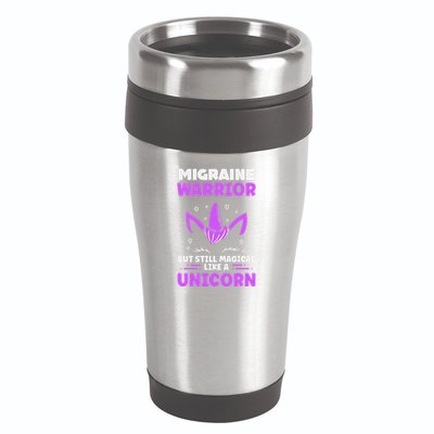 Chronic Migraine Awareness Purple Ribbon Magical Unicorn 16oz Travel Tumbler