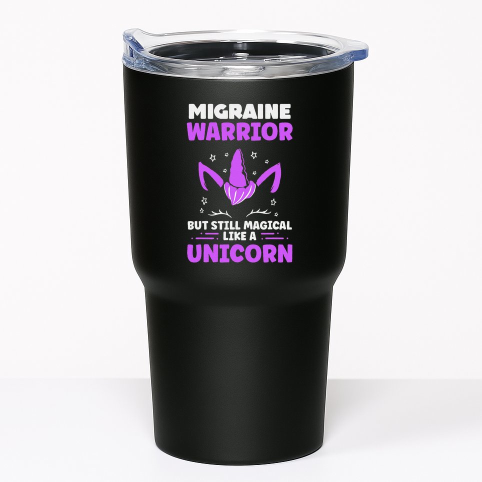 Chronic Migraine Awareness Purple Ribbon Magical Unicorn Tumbler