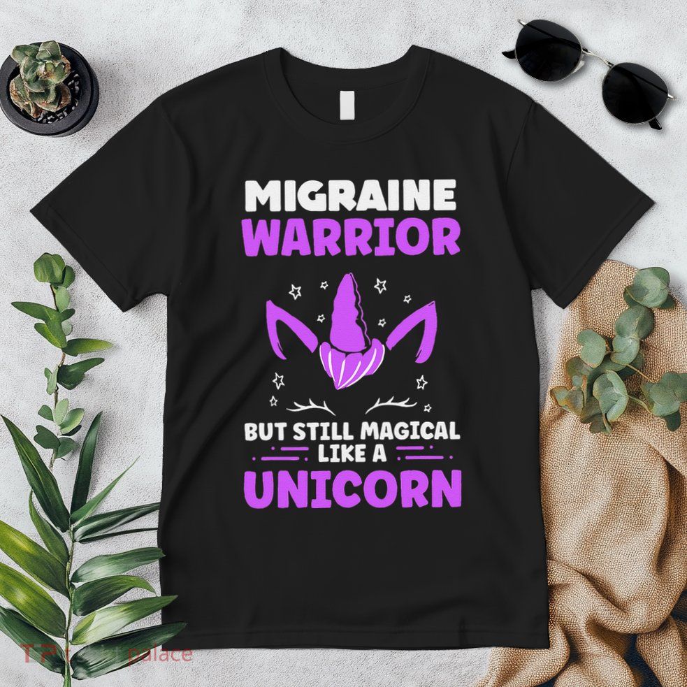 Chronic Migraine Awareness Purple Ribbon Magical Unicorn Premium T-Shirt