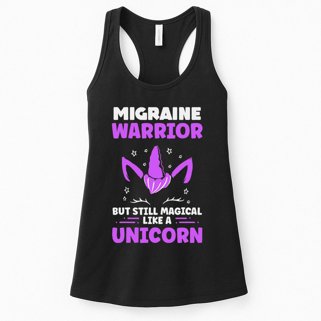 Chronic Migraine Awareness Purple Ribbon Magical Unicorn Womens Tank Top