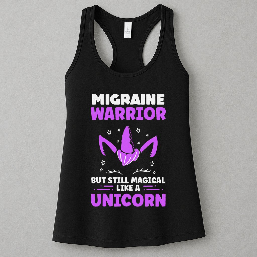 Chronic Migraine Awareness Purple Ribbon Magical Unicorn Womens Tank Top