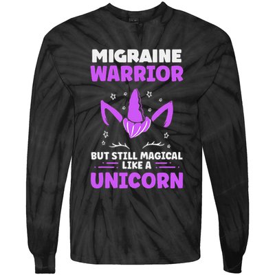 Chronic Migraine Awareness Purple Ribbon Magical Unicorn Tie-Dye Long Sleeve Shirt