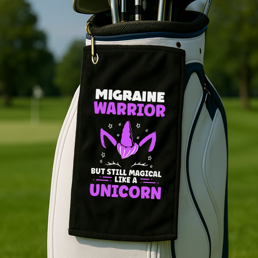 Chronic Migraine Awareness Purple Ribbon Magical Unicorn Golf Towel
