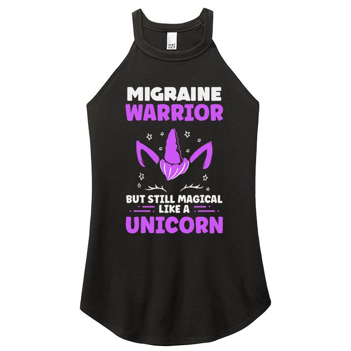 Chronic Migraine Awareness Purple Ribbon Magical Unicorn Women's Perfect Tri Rocker Tank