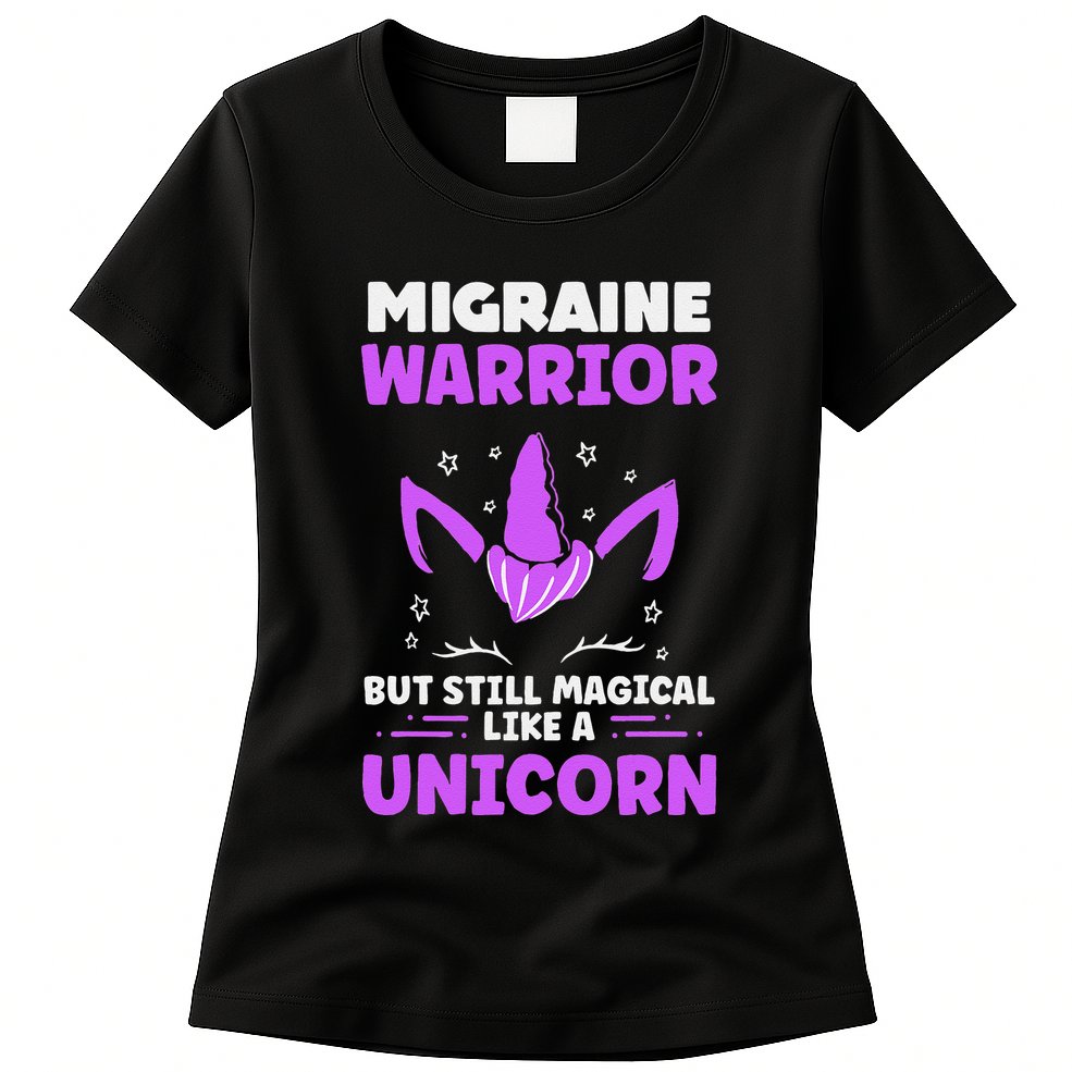 Chronic Migraine Awareness Purple Ribbon Magical Unicorn Womens T-Shirt