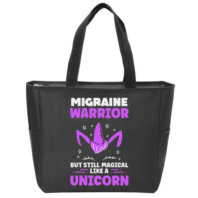 Chronic Migraine Awareness Purple Ribbon Magical Unicorn Zip Tote Bag