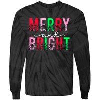 Cute Merry And Bright Christmas Lights Tie-Dye Long Sleeve Shirt