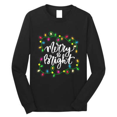 Cute Merry And Bright Christmas Lights Long Sleeve Shirt