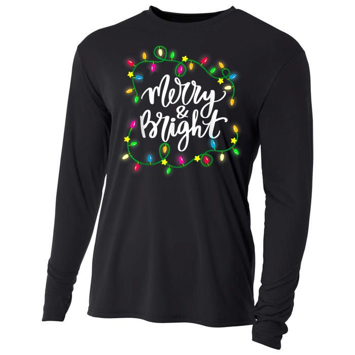 Cute Merry And Bright Christmas Lights Cooling Performance Long Sleeve Crew