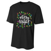 Cute Merry And Bright Christmas Lights Performance Sprint T-Shirt