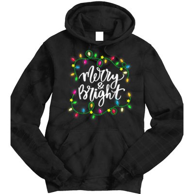 Cute Merry And Bright Christmas Lights Tie Dye Hoodie