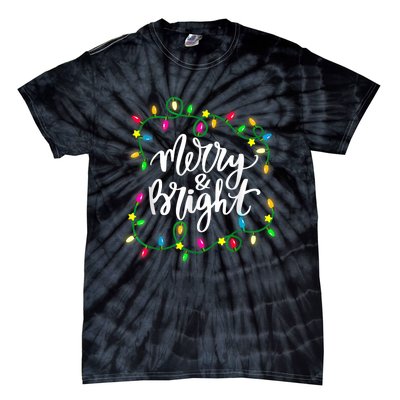 Cute Merry And Bright Christmas Lights Tie-Dye T-Shirt