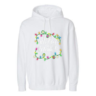 Cute Merry And Bright Christmas Lights Garment-Dyed Fleece Hoodie