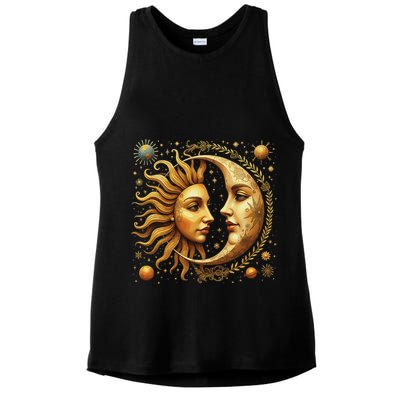 Celestial Moon And Sun Astrology Ladies PosiCharge Tri-Blend Wicking Tank