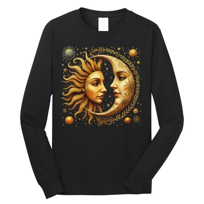 Celestial Moon And Sun Astrology Long Sleeve Shirt