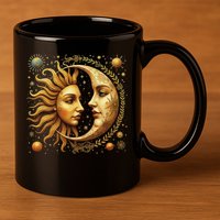 Celestial Moon And Sun Astrology 11oz C Handle Ceramic Mug