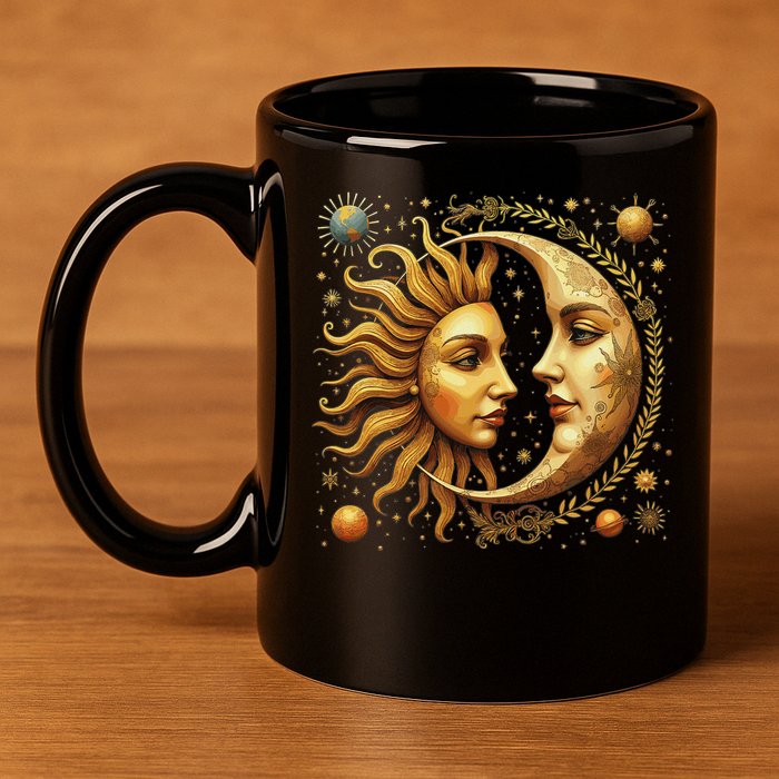 Celestial Moon And Sun Astrology 11oz C Handle Ceramic Mug