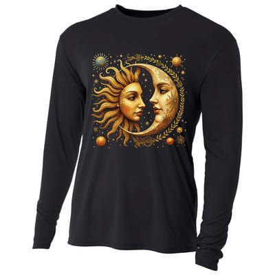 Celestial Moon And Sun Astrology Cooling Performance Long Sleeve Crew