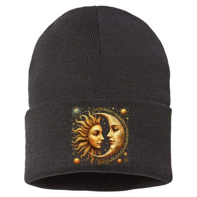 Celestial Moon And Sun Astrology Sustainable Knit Beanie