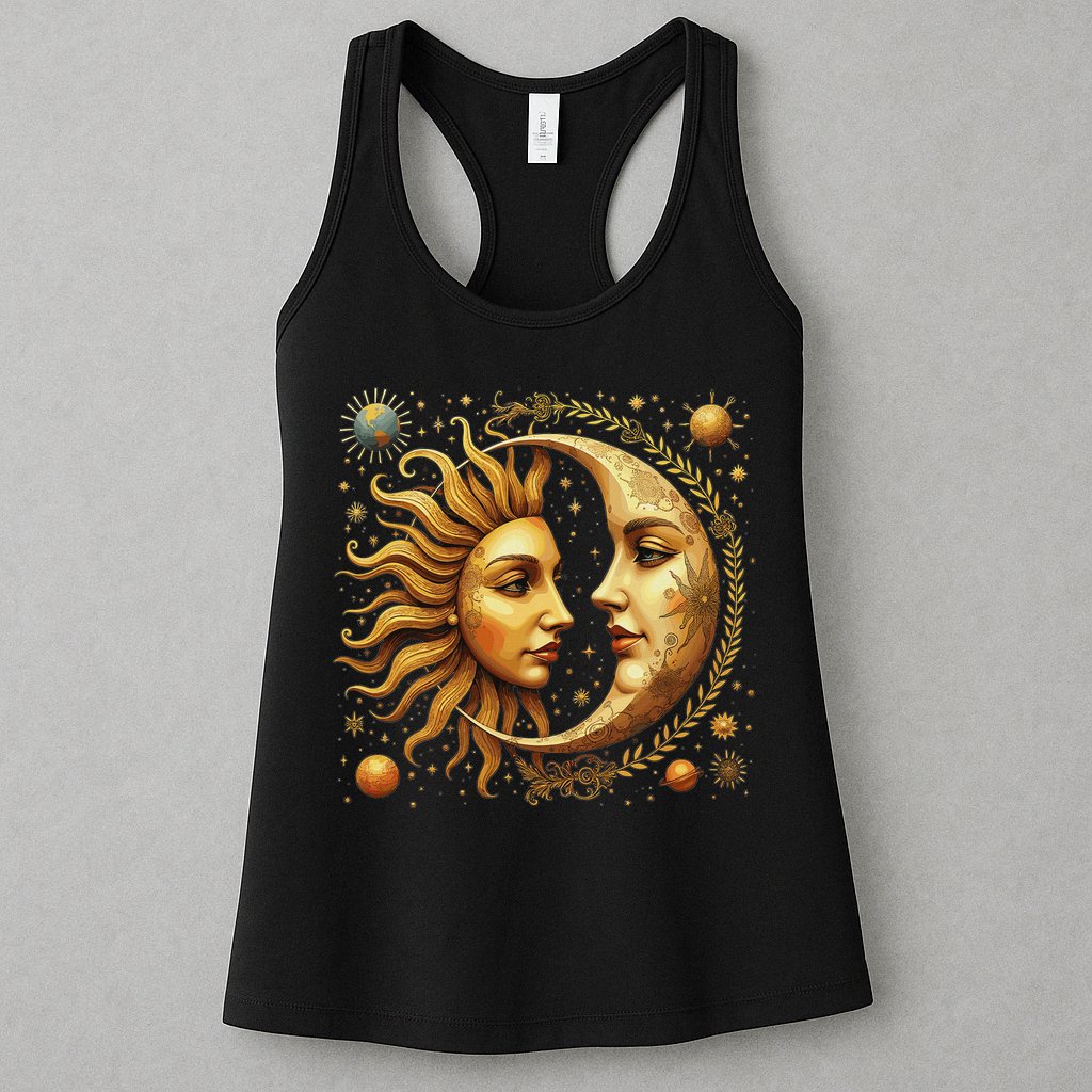 Celestial Moon And Sun Astrology Womens Tank Top