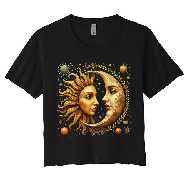 Celestial Moon And Sun Astrology Crop Top